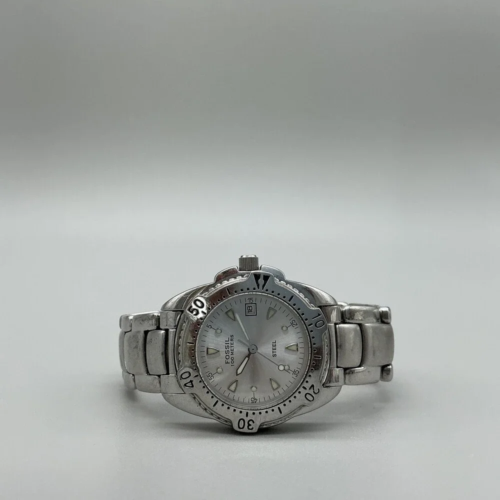 Fossil Steel FS-2525 Womens Watch 32mm Silver Dial Stainless 100m New Battery 6